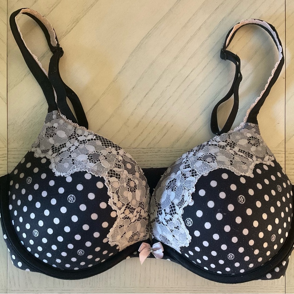 Polka Dot Lace Trim Bra Victoria’s Secret bombshell push-up